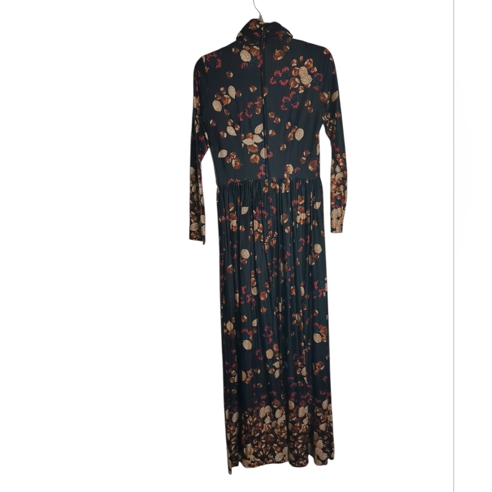 Vintage 60s 70s Julie Miller Womens Maxi Dress Chestnuts Nuts Retro Mod Small - Picture 12 of 13